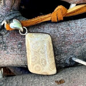 Fossil Coral Sterling Silver Pendant Necklace